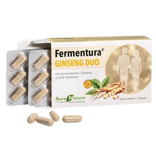 Fermentura® Ginseng Duo – Ginseng Kapseln mit Arten von Panax, Sibirischem & Rotem | mit Vitamin B Komplex – B2, B6, B12 | Fermentiert & Vegan | 30 Kapseln, 1-Monats-Vorrat