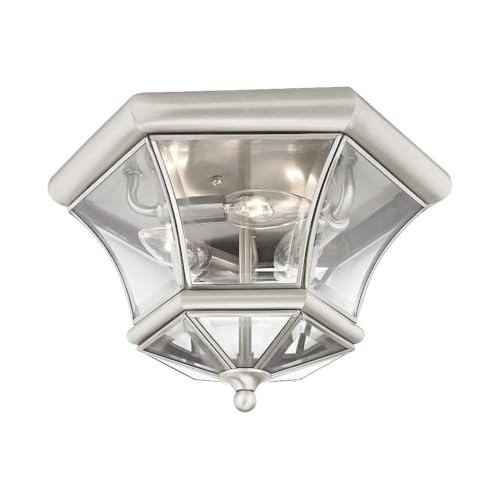 Livex Lighting 7053-04 Monterey Light Outdoor/Indoor Black Finish Solid Brass Flush Mount with Clear Beveled Glass by Livex - Used condition - Image 5