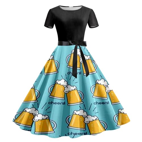 Robe d'été pour femme à col rond avec ceinture amovible pour le quotidien