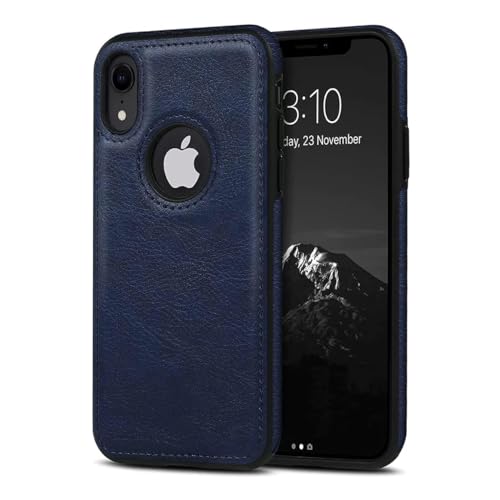 Image of iPhone XR Premium Pu Leather Back Cover Case Drop Camera Protection for iPhone XR Blue