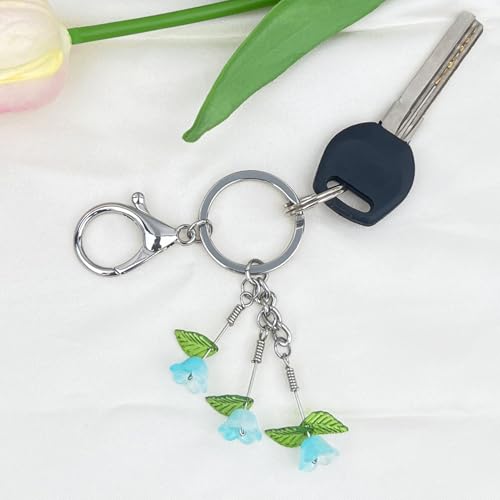 SanQuan Cute Keychain Bag Charms Mom Gifts, Best Friend, Coworker, Teacher, Nurse, Retirement Gift for Woman, Flower Keychains for Farewell, Going Away, Leaving, New Job(Silver-Lake Blue) — view 2