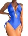 Eomenie One Piece Swimwear, Women's Leopard Monokini Swimsuit (M/US:8-10, Royal Blue)