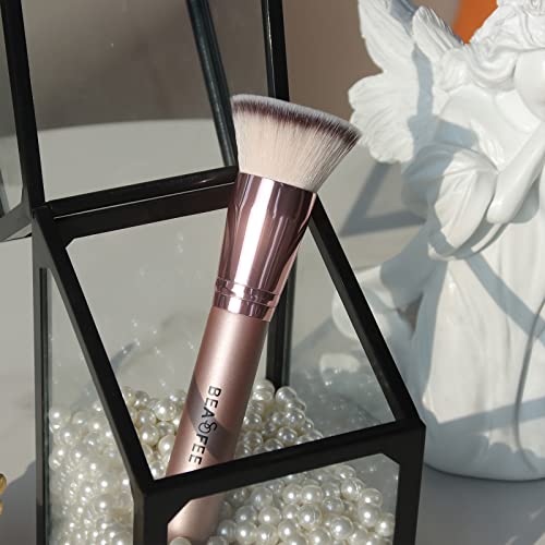 Foundation Brush Flat Top -Kabuki Makeup Brushes Foundation Brush For Liquid Makeup Cream Powder,The Big Fiber Bristles,Stippling Buffing Blending Good Premium Face Makeup Brush Set Tools Rose Gold #TOP5