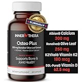 INNERTHERA Osteo Plus 4-in-1 Comprehensive Supplement - Calcium with Vitamin D3, K2 and Bonolive - Supports Healthy Aging - Gluten-Free, Non-GMO, Vegan (60 Count)