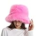 Fuzzy Bucket Hat Y2k Fashion Warm Winter Hat Fluffy Furry Plush Faux Fur Hats Fishing Hat Bucket Hats for Women 2025 Pink