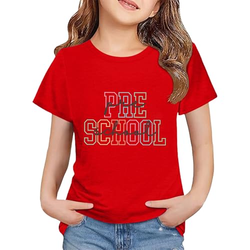 Toddler Kids Back to School Shirt Youth Boys Girls First Day of Preschool Tshirts Children Cute (a-Red, 8-9 Years)