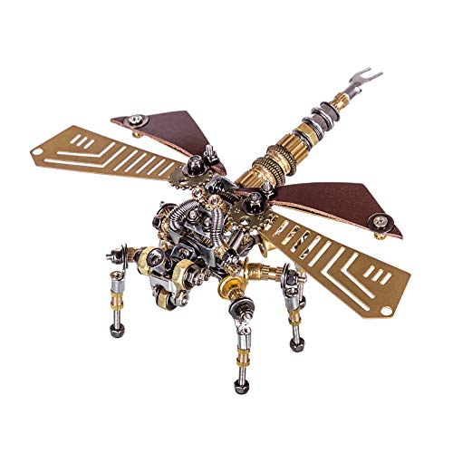 iTECHOR RuiyiF 3D Metal Puzzle Mechanical Dragonfly Model with Tool Kit, 243Pcs DIY 3D Metal Model Kits for Adults, 3D Stainless Steel Insect Puzzle, Table Onaments/Gifts