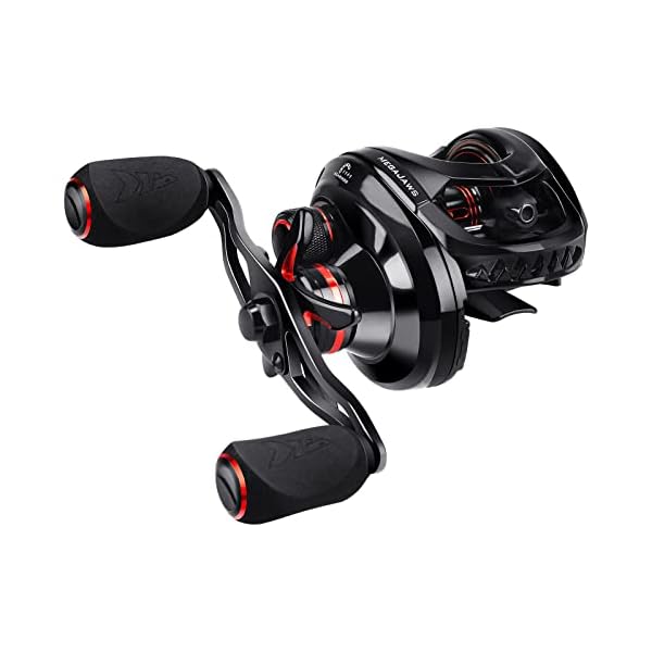 KastKing MegaJaws Elite Baitcasting Fishing Reel, New AutoMag Dual Braking System, Only 6.7oz, 17.64 LBs Carbon Fiber Drag, 11+1 Shielded BB, High Speed 5.4:1 to 9.1:1 Gear Ratios