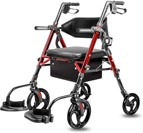 Amazon.com: FlyingJoy 2-in-1 Lightweight Rollator Walker with Seat and ...