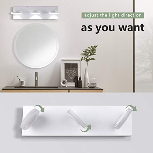 LED Bathroom Vanity Lights, OOWOLF 17 Inch Modern Wall Vanity Light Fixtures 3 Lights Acrylic Wall Lighting Indoor for Bathroom Lamp 6000K 800LM Cool White Light - Thumbnail 3