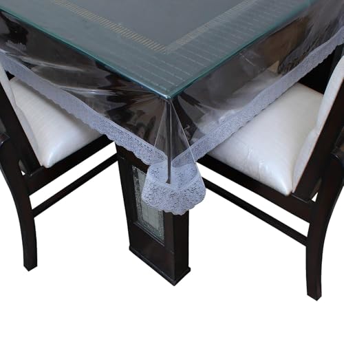 Image of THE LION'S SHARE 2-4 Seater PVC Table Cover; Beige & Brown Squares; Anti Slip; 40x60 Inches; 4 Seater Center Table Cover. Tls-08