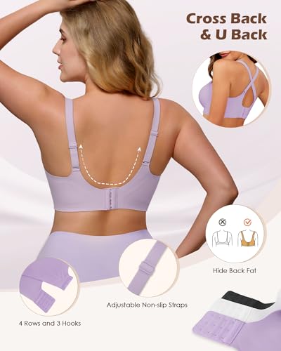 Image of As Fairy Womens Soft Comfortable No Underwire Bras V Neck Seamless Push Up Bralettes Full Coverage Tshirt Brassiere