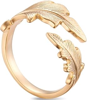 SHEGRACE Women Finger Ring with Leaves, 925 Sterling Silver, Engraving Cuff Ring, Platinum/Rose Gold/Golden, Size Q