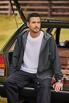 COOFANDY Mens Packable Rain Jacket Lightweight Waterproof Raincoat with Hood Outdoor Rain Gear Travel Hiking Cycling