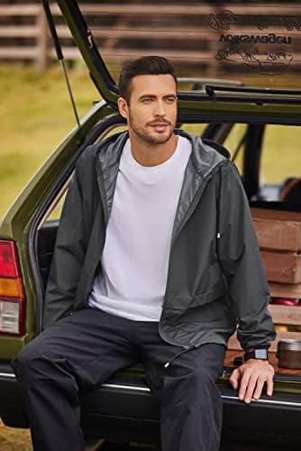 COOFANDY Men's Packable Rain Jacket Outdoor Waterproof Hooded Lightweight Classic Cycling Raincoat
