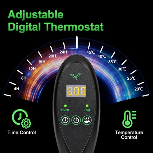 Apritsce Heizmatte Pflanzen mit Thermostat, 53x 25 cm 30w WäRmematte Pflanzen mit 6 Temperaturstufen und 6 Timerstufen, Seedling Heat Mat für SäMling Germination Pflanzen Wachstum