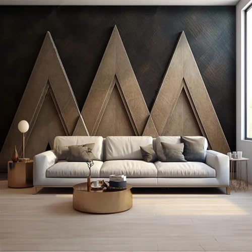Papier peint auto-adhésif 3D motif géométrique marron rétro - 2