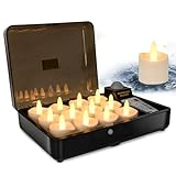 HL Wiederaufladbare Wasserdicht Teelichter mit Ladestation, 100 Stunden helle...