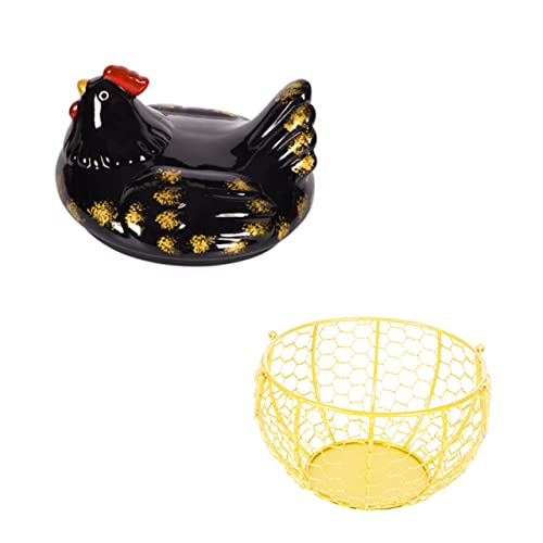 MAGICLULU Panier à Œufs Poule Panier de Conservation Alimentaire Porte-œufs Multifonction Doré Noir
