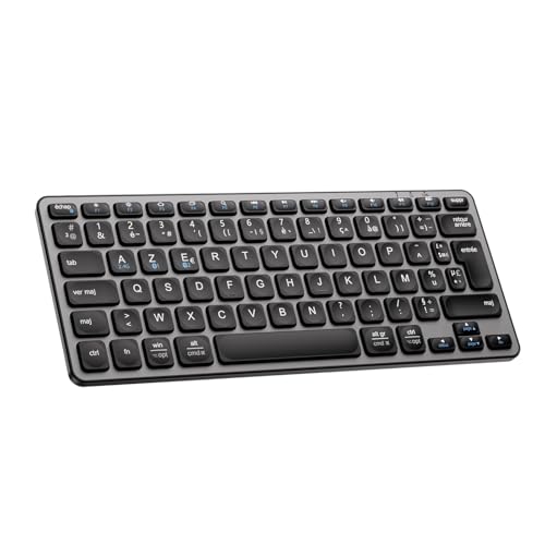 iClever Clavier Bluetooth, Clavier sans Fil, Compact, Ultra-Mince, Rechargeable, AZERTY Français pour iOS, Mac, Windows, Android,Gris