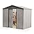 HAPPATIO 8x6' Outdoor Storage Shed, Grey Woodgrain Galvanized Metal Shed with Double Sliding Doors and Foundation, Outdoor Storage Shed Waterproof for Backyard, Patio, Bikes,Tool (Grey)