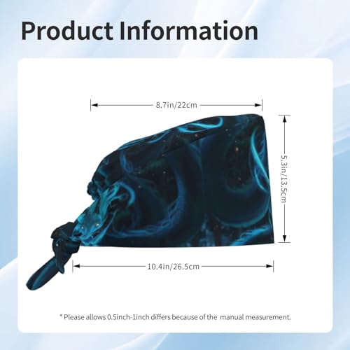 Image of Cute Pug Dog Print Working Cap Scrub Cap with Sweatband,Adjustable Fashion Bandage Tie Back Hat Headwear for Women Men