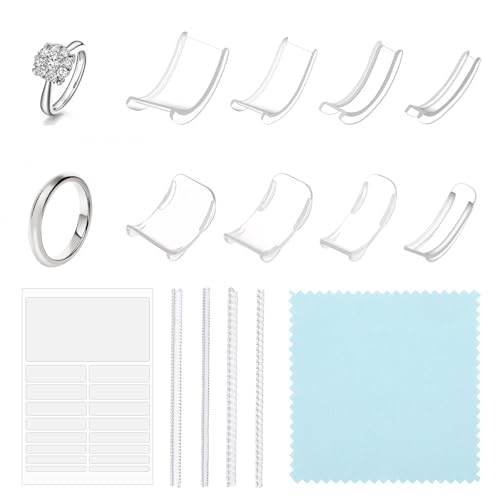 ZEYIYER 22 Pcs Ring Sizer Adjuster for Loose Rings - Ring Guards for Women Loose Rings, Clear Invisible Ring Adjuster, Ring Sizers for Loose Rings Set for Men Women