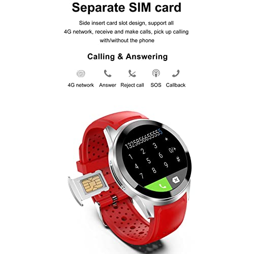 QESTO 4G GPS Smartwatch Phone, Waterproof Watch With GPS Tracker, Camera Voice & Video Chat SOS Alarm Pedometer Wifi Wrist Watch, For Men And Miss Birthday Gifts(Black)(Silver Red)(Silver Red) - Image 6