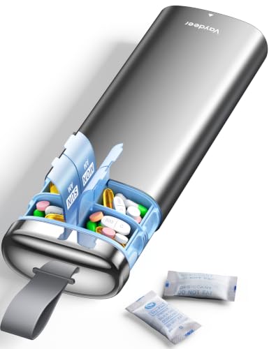 Image of Vaydeer Metal Pill Organizer 2 Times a Day, AM PM 7 Day with Desiccant