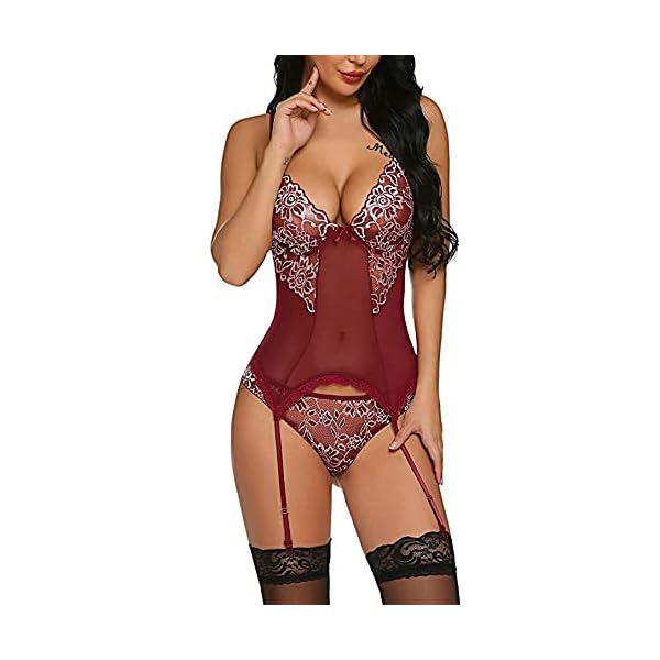 Descubre la mejor manicura y pedicura de LugoPulsa aqui 👈🏼 y pide cita KOEMCY-Lenceria-Mujer-Sexy-Body-de-Encaje-Lenceria-Cuello-V-Conjunto-de-Lenceria-Babydoll-Lenceria-Encaje-Transparente-Body-Lenceria-Ropa-Interior-con-Tanga-y-Liguero