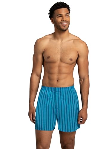 Fruit of the Loom Men's Tag Free Woven Boxer Shorts, Relaxed Fit, Moisture Wicking, Assorted Color Multipacks