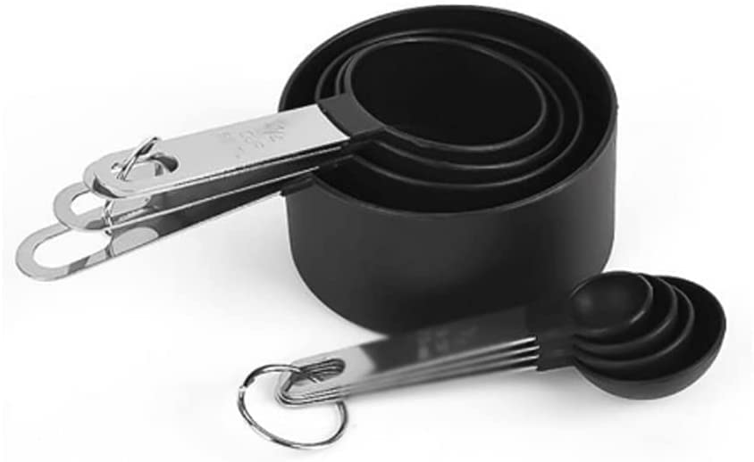 ACiyD 8 unids/Set de Cuchara medidora de Acero Inoxidable, Taza medidora con Mango de Silicona, Juego de Cuchara medidora, Herramienta para Hornear Cuchara