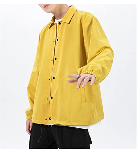 Veste bomber pour homme jaune veste moto décontractée taille L - 5