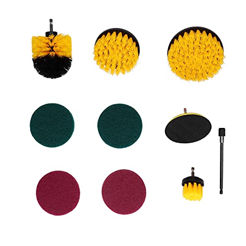 Drill Brush Power Scrubber Kit, Tools, Rotating Brushes for Bathroom Kitchen, Includes 4 Brushes 1 Suction Cup 1 Connecting Rod 4 Scouring Pads