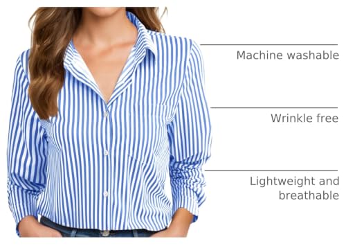Image of Soft Wrinkle-Free Button Down Stretch Shirts for Women, Breathable Moisture-Wicking Casual Work Dress Tops