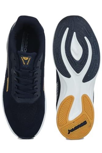 Image of ABROS Fazer-On Running Sports Shoes Breathable Upper Mesh with Eva Sole Memory Foam Insole Casual Walking & Gym Shoes for Mens (Navy /Mustard 7)