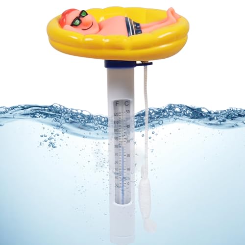 Thermomètre de piscine flottant avec corde, facile à lire, température de l'eau pour piscine, baignoire et spa