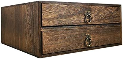 Wooden Drawer Tea Storage Box Double Layer Coffee Tea Organizer Vintage Tea Drawer Retro Cosmetics Jewelry Storage Holder Home Needlework Sewing Organizer 10. 02X9. 63X4. 32in