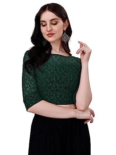 Pujia Mills Womens Readymade Fancy Sifli Work Half Sleeve Saree Blouse.