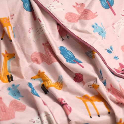 Image of LORETO - A QUALITY LINEN BRAND 100% Cambric Cotton Double Dohar 88 x 90 Inches, 3-Layer Lightweight AC Blanket with Soft Cotton Flannel Filling, Breathable Summer Quilt, Reversible, Peach Baby Animals