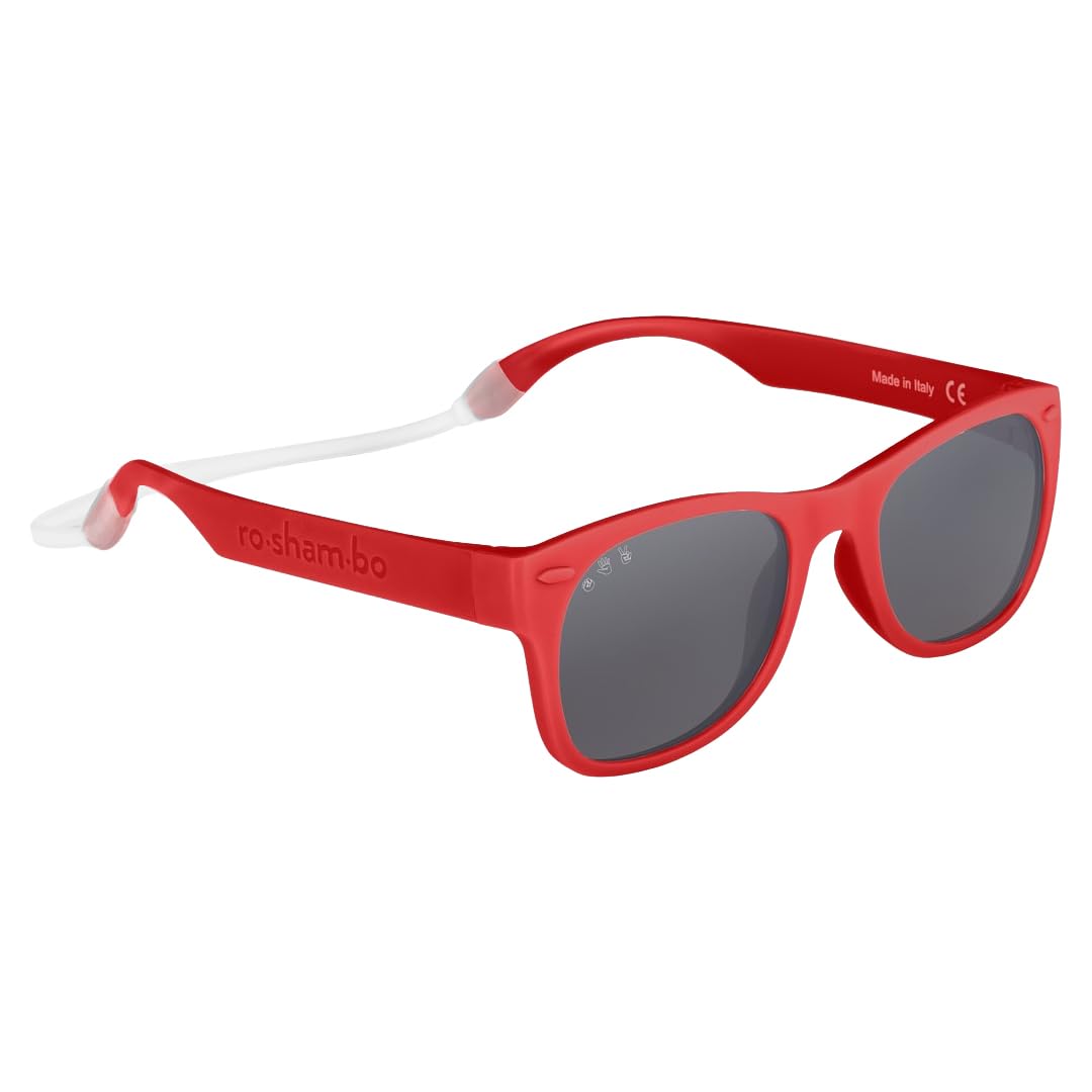 ROSHAMBO Unbreakable Square Sunglasses - Italian Made Polarized - BPA Free with Strap + Accessories - USA Assembled