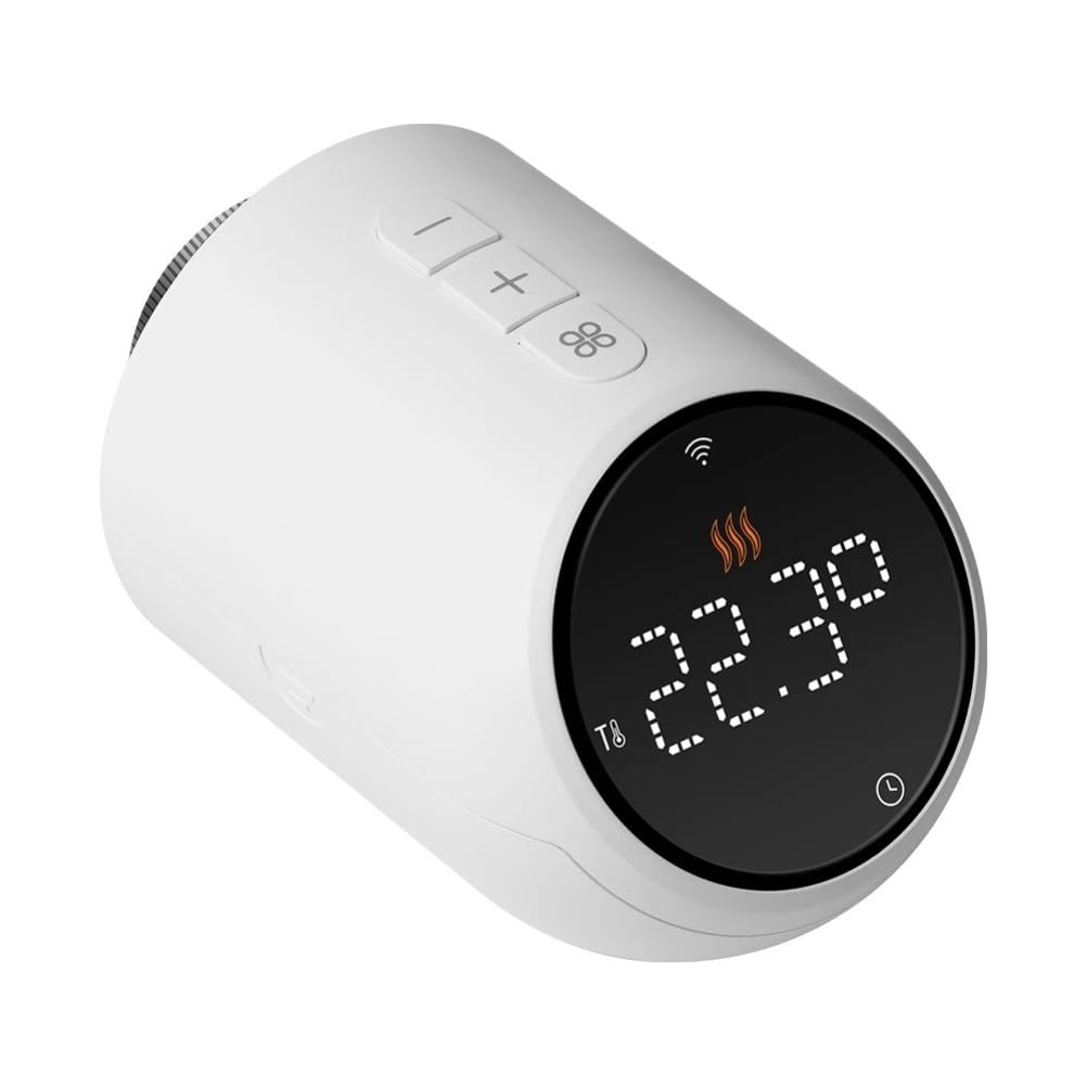 Valvola termostatica per termosifoni Smart TRV con WiFi, compatibile con app Tuya per Smart Life e per Alexa Voice Control, pianificazione a 6 periodi, blocco bambini, display girevole per