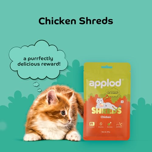Image of Chicken Shreds Soft Cat Treats for Kittens & Adult Cats | Made with Real Meat | Grain-Free Daily Reward Treats with Taurine & No Fillers | Pack of 2 | 35g x 2