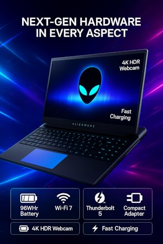 Image of Alienware 18-inch Area-51 Gaming Laptop - GeForce RTX 5080 16GB GDDR7-18 inch QHD+ 300Hz - Intel Ultra 9 275HX - AlienFX RGB Lighting - Wi-Fi 7 - Ai NPU - Quad Fan Cooling, Win 11PRO(64GB DDR5, 2TB SSD)