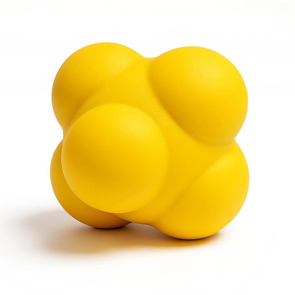 Nextage High Bounce Big Reaction Ball for Cricket, Football,Tennis,Boxing, and Agility Training | Reflex,Hand-Eye Coordination Practice|6-Bump Unpredictable Bounce Rubber Reaction Ball – 1 Pc (Yellow)