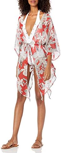 RACHEL Rachel Roy Women's Kimono Print Coverup - Chiffon Swimwear Cover Up With Drawstring - View #7