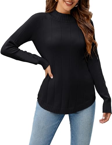Namatime Stand-up Collar Knitted Jumper Women's Turtleneck Pullover Stretch Soft Knitted Jumper Regular Fit Ribbed Turtleneck for Autumn Winter, black, XXL Namatime Stand-up Collar Knitted Jumper Women's Turtleneck Pullover Stretch Soft Knitted Jumper Regular Fit Ribbed Turtleneck for Autumn Winter, black, XXL