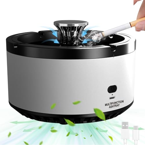 Ceniceros sin humo para el hogar para interiores purificador de aire 2 en 1 con filtro recargable por USB portátil de 14 x 10 cm.