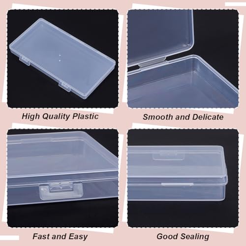 Image of BENECREAT 5 Packs PP Plastic Bead Container Box, 6.5x3.3x0.6inch Rectangle Storage Organizer Box, Dustproof Case with Two Hinged Lid for Cards, Beads and Craft Supplies