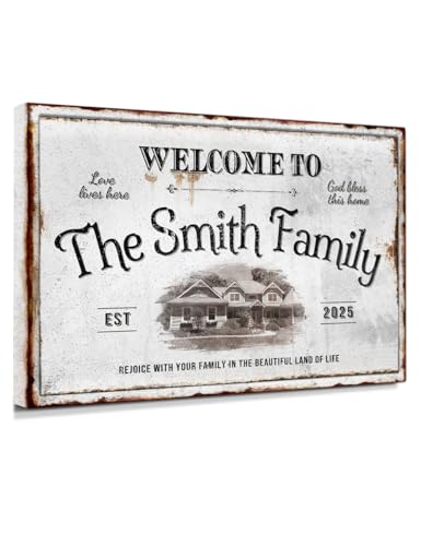 IPIC - Personalized Family Welcome Sign, Large Custom Wall Art